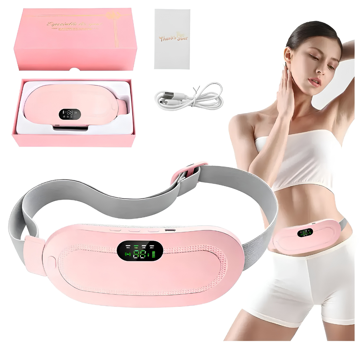 Cinturón Eléctrico para Cólicos Menstruales con Calor y Masaje
